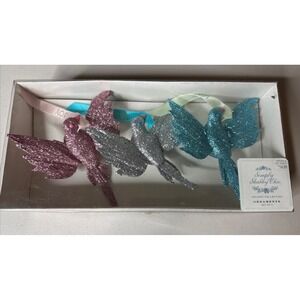 Simply‎ Shabby Chic Christmas Glitter Bird Ornaments Peace Love Joy 2005